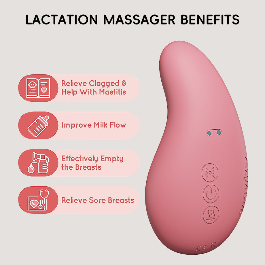 LaVie Lactation Massager, Rose, Breastfeeding Support for Clogged Ducts,  Mastitis, Improve Milk Flow, Engorgement, Waterproof 