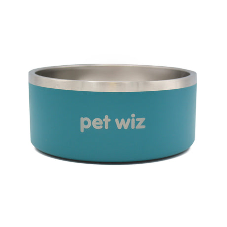 Stainless Steel Double Walled Bowl Feeding Pet Wiz 1900ml Teal