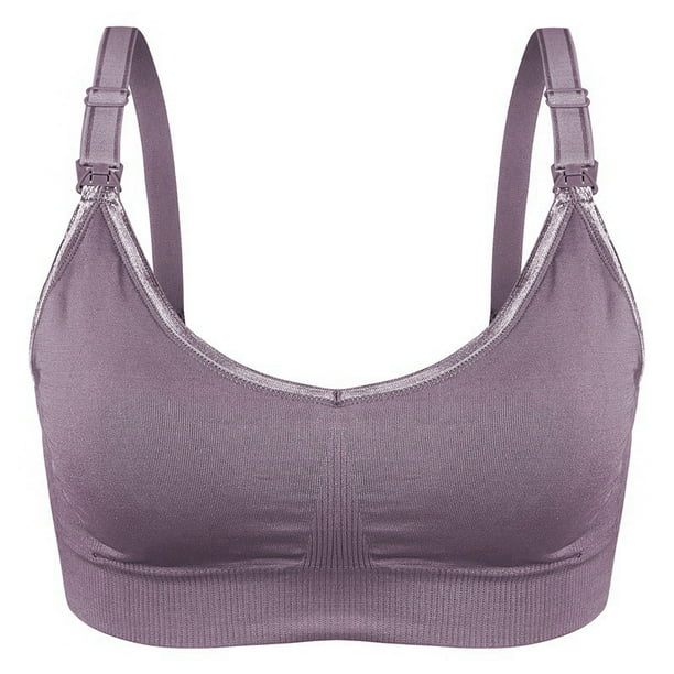 Soft & Comfortable Wireless Nursing Bra with Easy Open Clips Breast Feeding Ana Wiz Small Mauve 