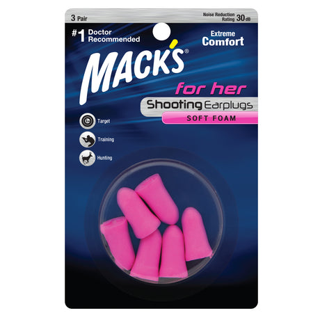 Shooters For Her Foam (3-Pair) Blister Pack Earplugs Earplugs Mack's   