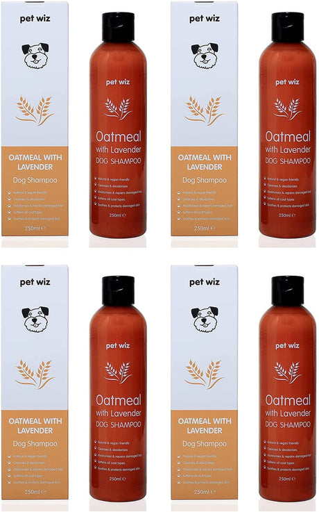 Oatmeal with Lavender Dog Shampoo - Expired March 2024 Grooming Pet Wiz 1000ml (4 x 250ml)  