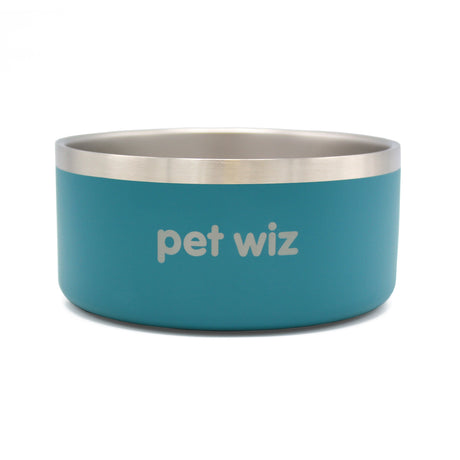 Stainless Steel Double Walled Bowl Feeding Pet Wiz 900ml Teal