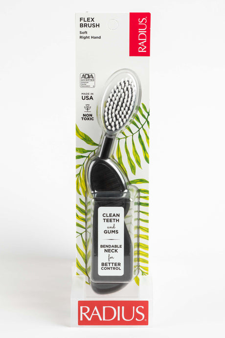 Flex-Neck Technology Toothbrush with Soft Bristles - Right Hand Toothbrush RADIUS Black  