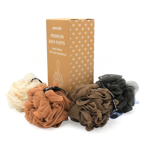 Super Soft Large Exfoliating Puffs made from Recycled Materials  Ana Wiz Neutrals  