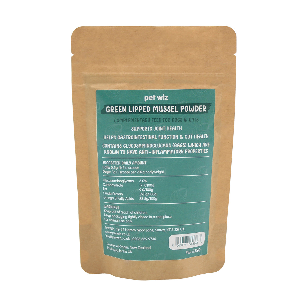 Green Lipped Mussel Powder - 100g  Pet Wiz   