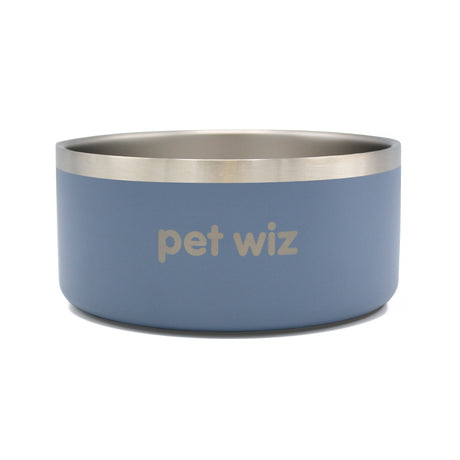 Stainless Steel Double Walled Bowl Feeding Pet Wiz 900ml Grey