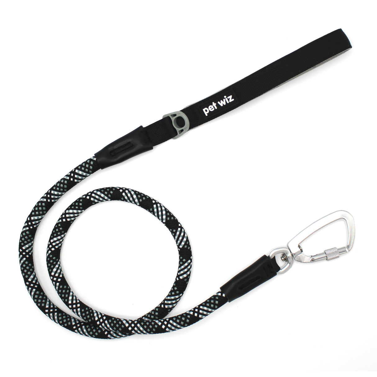 Rope Lead with Carabiner Clip & Padded Handle Collars, Leads & Harnesses Pet Wiz Black