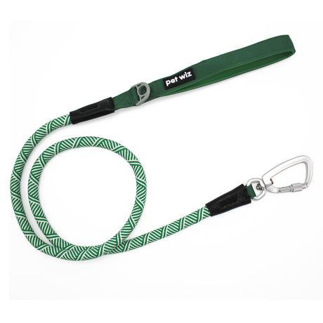 Rope Lead with Carabiner Clip & Padded Handle Collars, Leads & Harnesses Pet Wiz Green