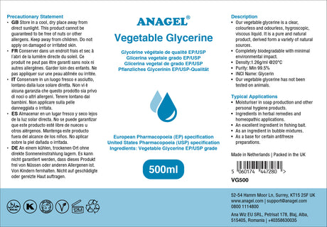 Vegetable Glycerine 500ml Skincare ANAGEL   