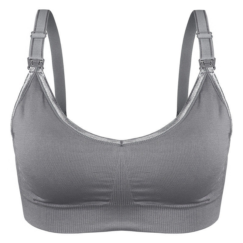 Soft & Comfortable Wireless Nursing Bra with Easy Open Clips Breast Feeding Ana Wiz Small Grey 