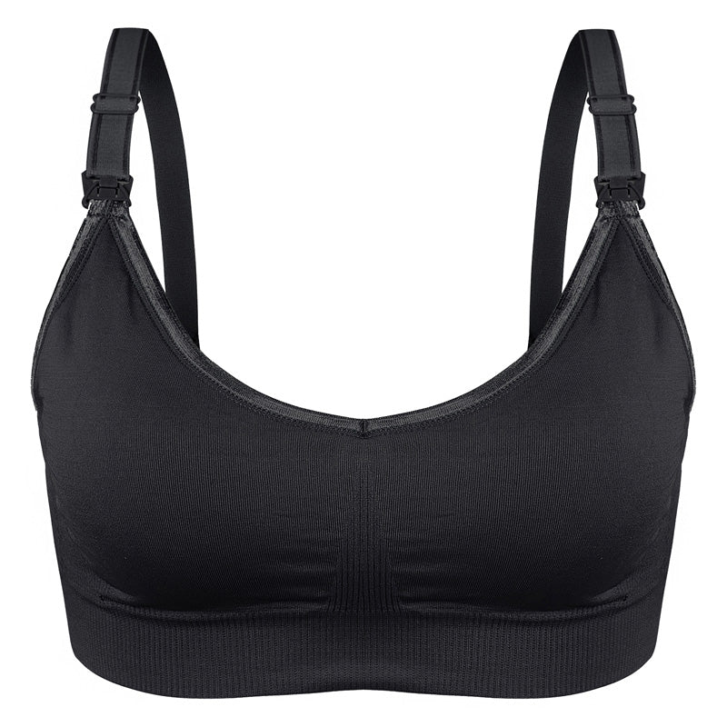 Soft & Comfortable Wireless Nursing Bra with Easy Open Clips Breast Feeding Ana Wiz Small Black 