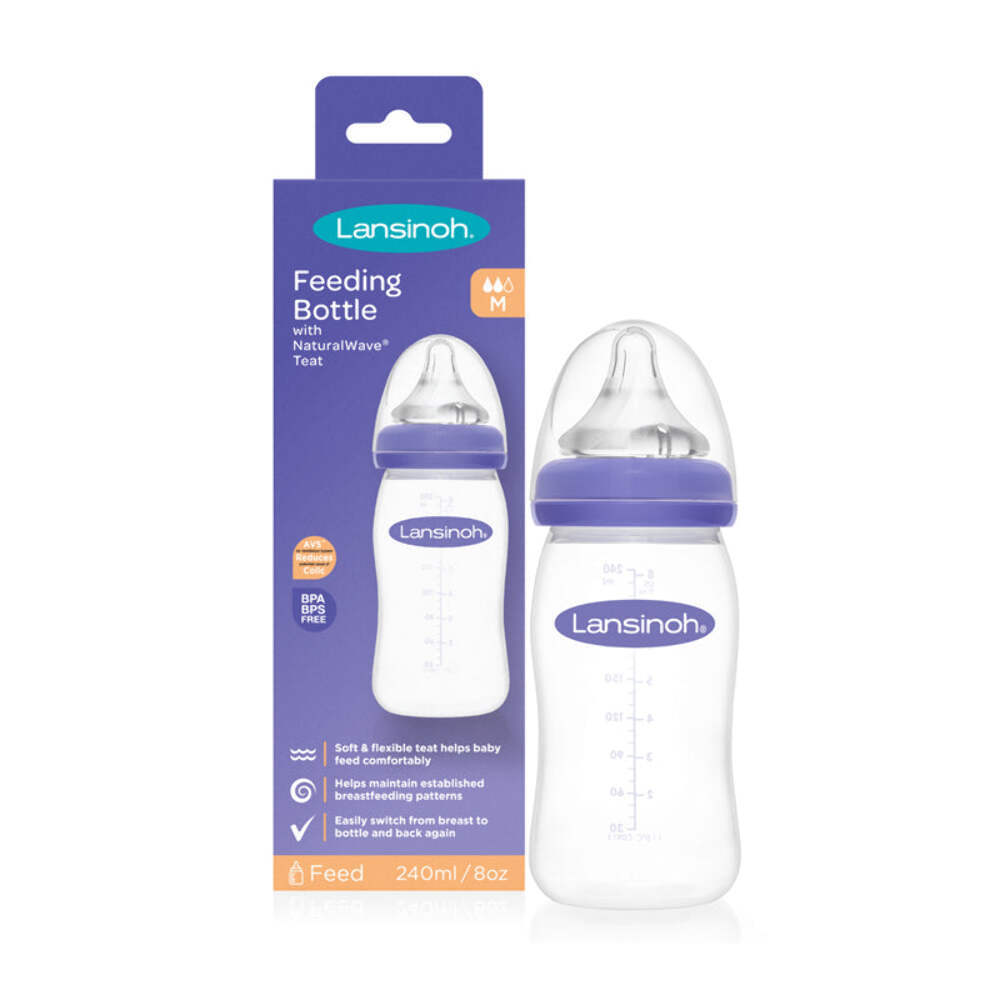 Feeding Bottle with NaturalWave Teat - Medium Flow Feeding Bottle Lansinoh   