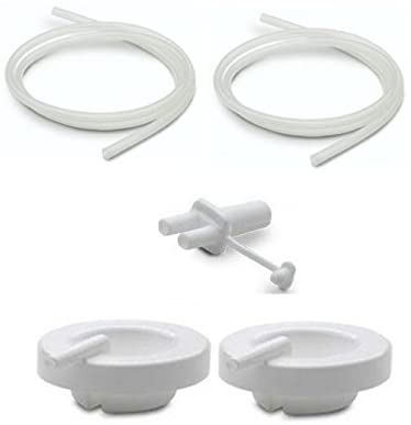 Tubing Parts for Ameda Purely Yours Pumps; (2 Tubes with caps/Connector); Can Replace Ameda Tubing, Ameda Tubing Connector and Ameda White Caps Breast Pump Accessories Maymom   