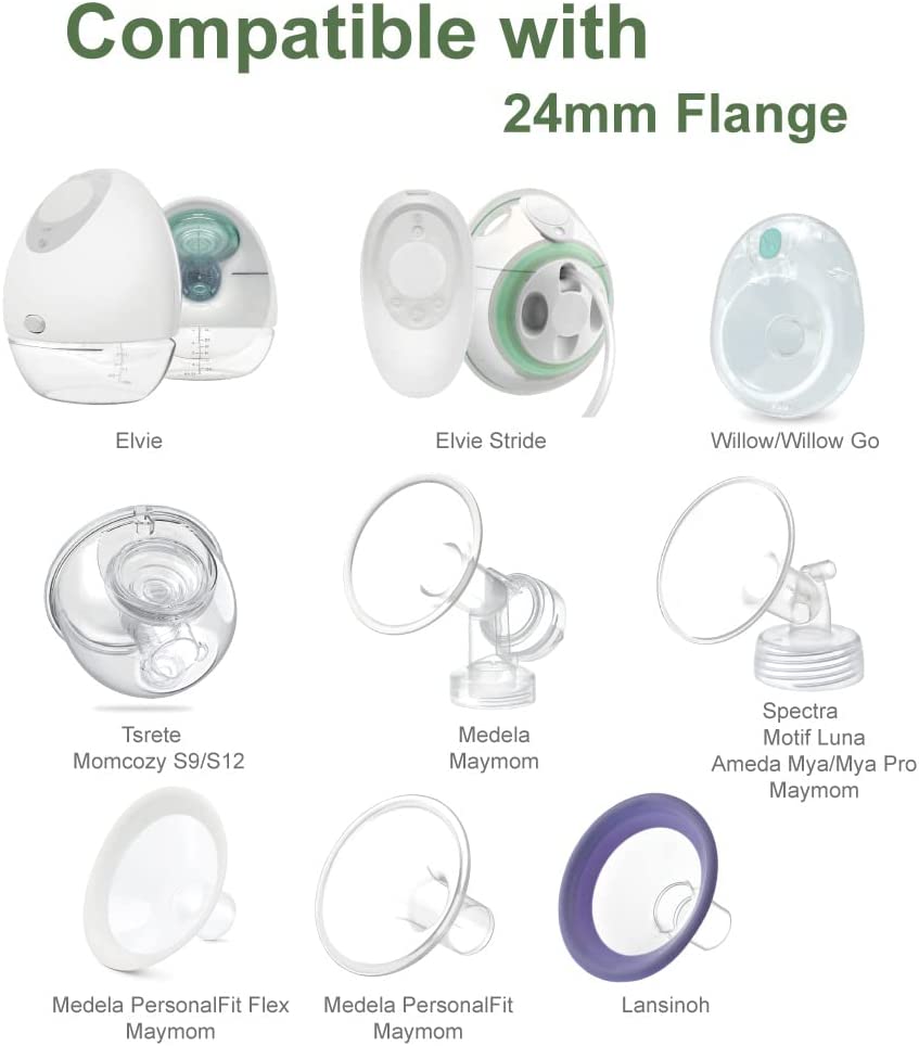 Flange Insert Compatible with Elvie Single/Double Electric, Elvie Stride Cup (24mm), Compatible with Medela PersonalFit Flex Shield  Maymom   