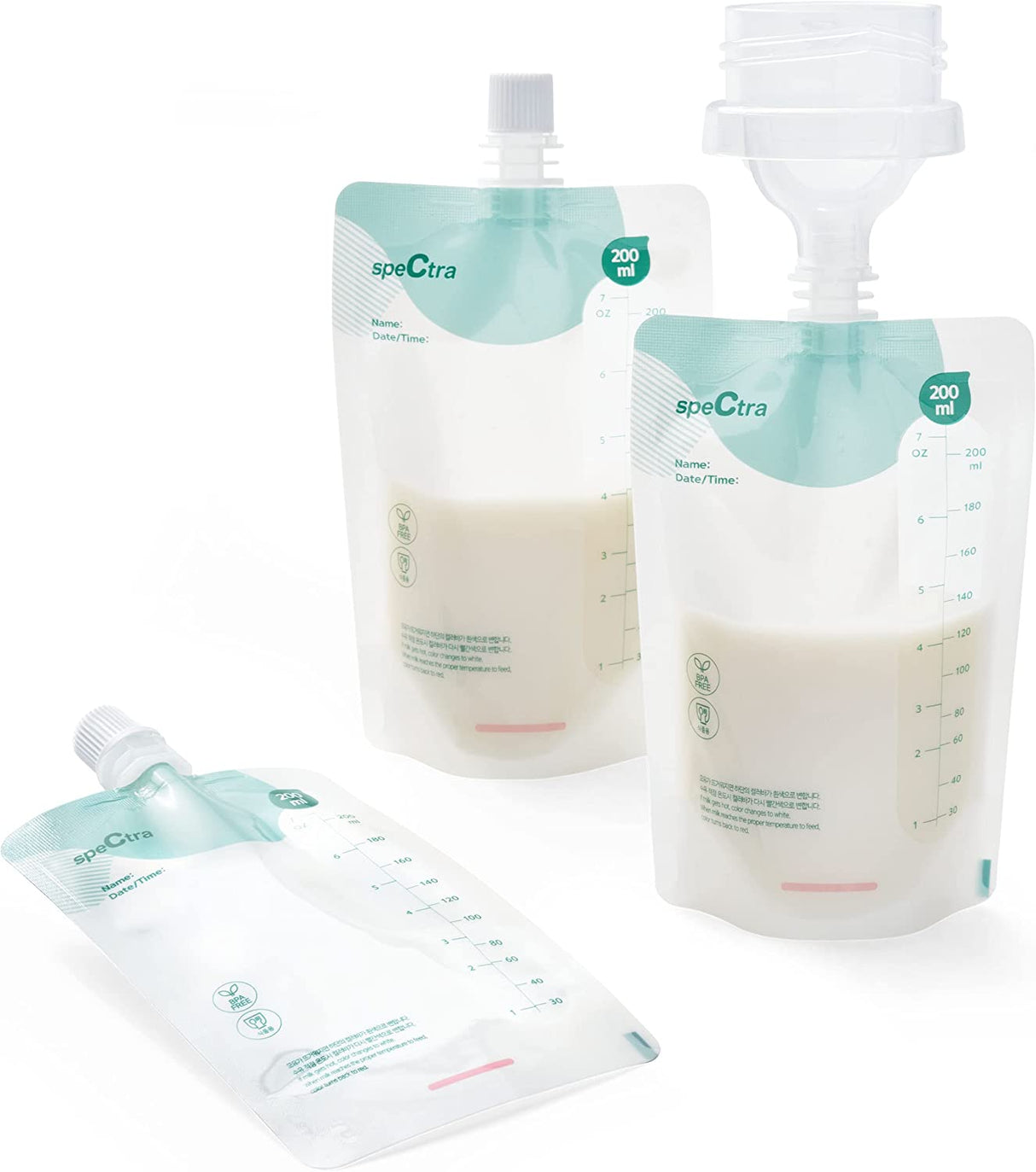 Milk Storage Bags 200 ml - 10 Count - Connector Included Breast Feeding Spectra   