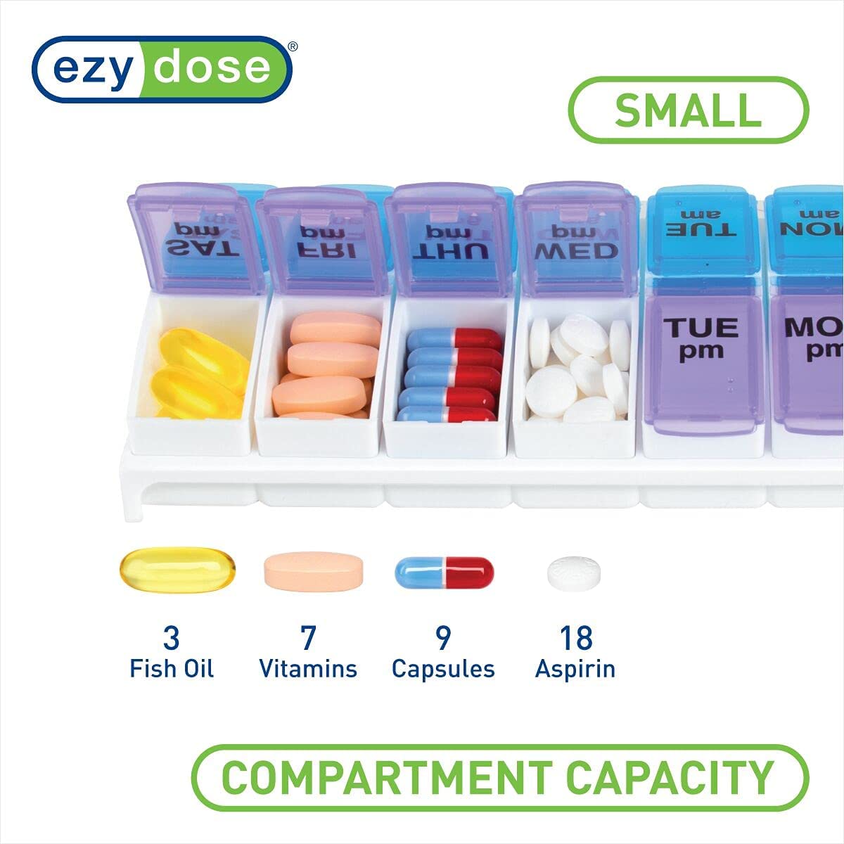 Ezy Dose Travel Weekly (7-Day) AM/PM Pill Planner Pill Splitter ACU-LIFE   