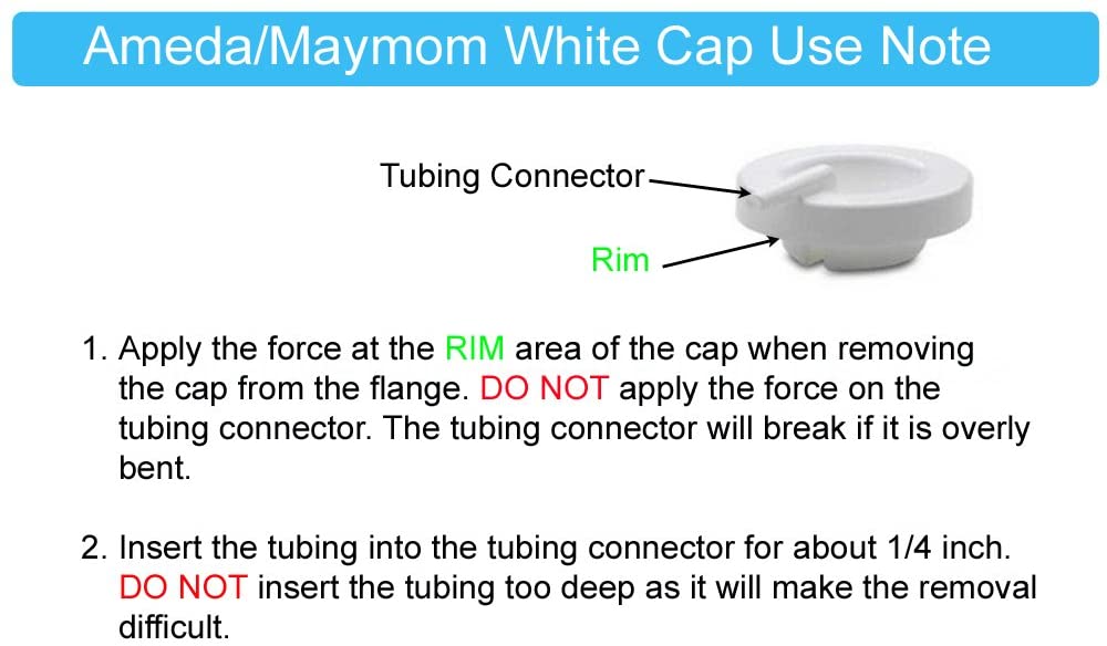 Tubing Parts for Ameda Purely Yours Pumps; (2 Tubes with caps/Connector); Can Replace Ameda Tubing, Ameda Tubing Connector and Ameda White Caps Breast Pump Accessories Maymom   