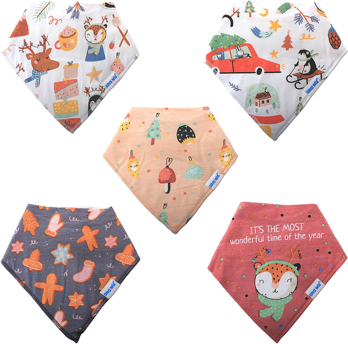 Baby Bandana Bibs (Pack of 5) Baby Bandana Bibs Ana Wiz   