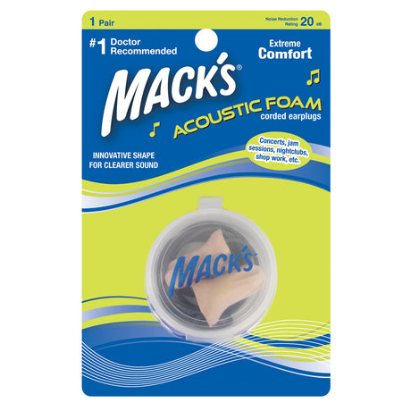 Acoustic Foam Ear Plugs Earplugs Mack's 1 Pair  