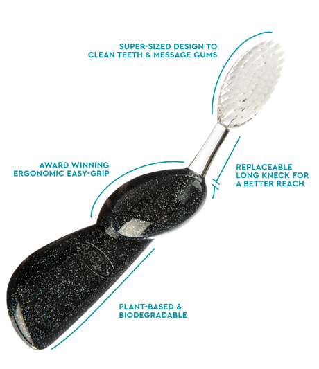 The Big Brush™ with Replaceable Head - Left Hand Toothbrush RADIUS Black Sparkle  
