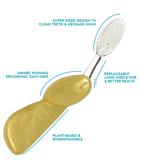 The Big Brush™ with Replaceable Head - Left Hand Toothbrush RADIUS Gold Satin  