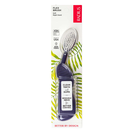Flex-Neck Technology Toothbrush with Soft Bristles - Right Hand Toothbrush RADIUS Purple  