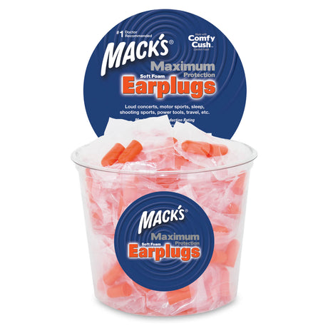 Maximum Protection Soft Foam Earplugs Earplugs Mack's 100 Pairs Individually Wrapped  