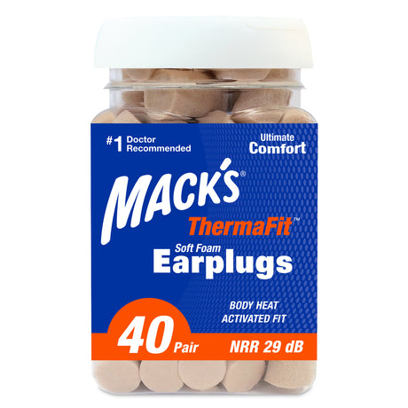 ThermaFit Soft Foam Ear Plugs Earplugs Mack's 40 Pairs  