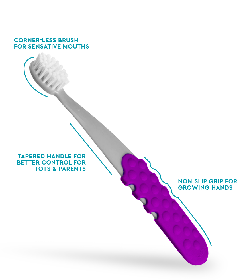 Totz Plus Brush (3 Years +)  RADIUS Cool Grey w/ Amethyst Purple Grip  