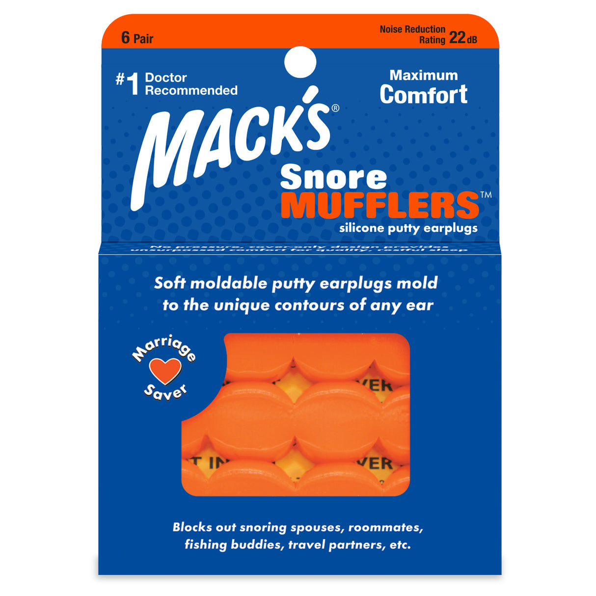 Snore Mufflers Silicone Putty Earplugs (6 Pairs) Earplugs Mack's   